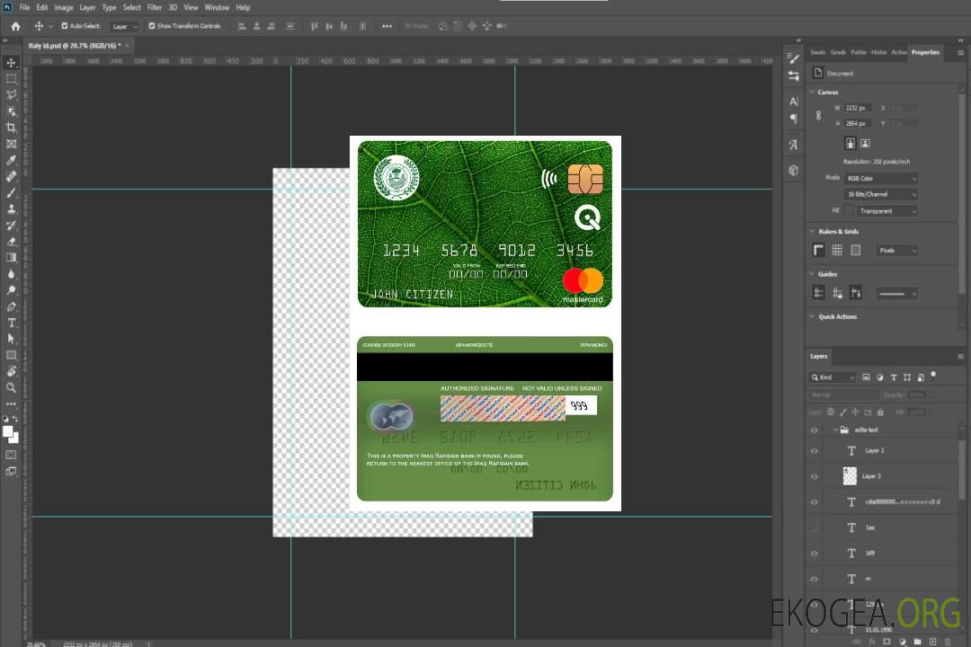 Carte Mastercard de la banque Rafidain en Irak template Carte Mastercard de la banque Rafidain en Irak template